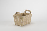 Cesta rectangular tasca natural /rayas blaco