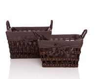 Set 2 cestas trenzado fibras con asas marron