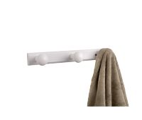 Colgador blanco de madera para fijar, 3 ganchos