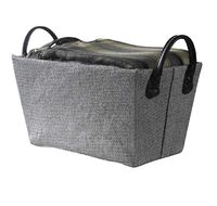Cesta tela rectangular gris asas cuero m