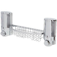 Dispensador de jabón mural doble, cromado con cestito