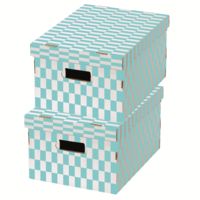 Lote de 2 cajas "Check" color turquesa