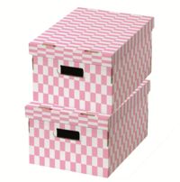 Lote de 2 cajas "Check" color rosa