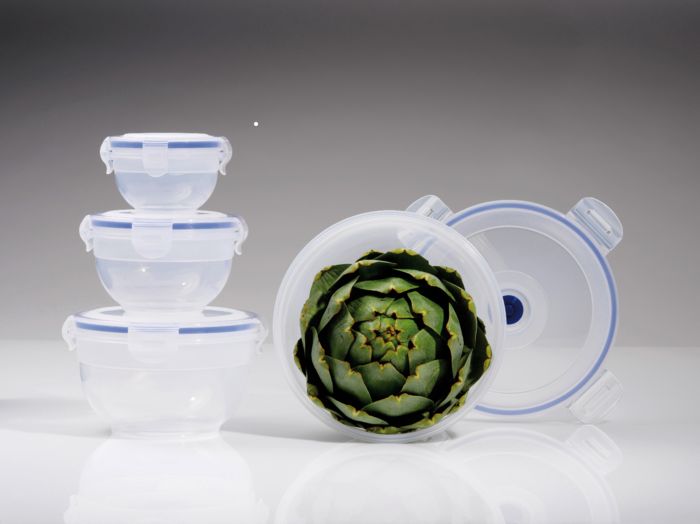 Lote de 4 envases alimentarios redondos + bomba de extracción de aire 1 Compactor