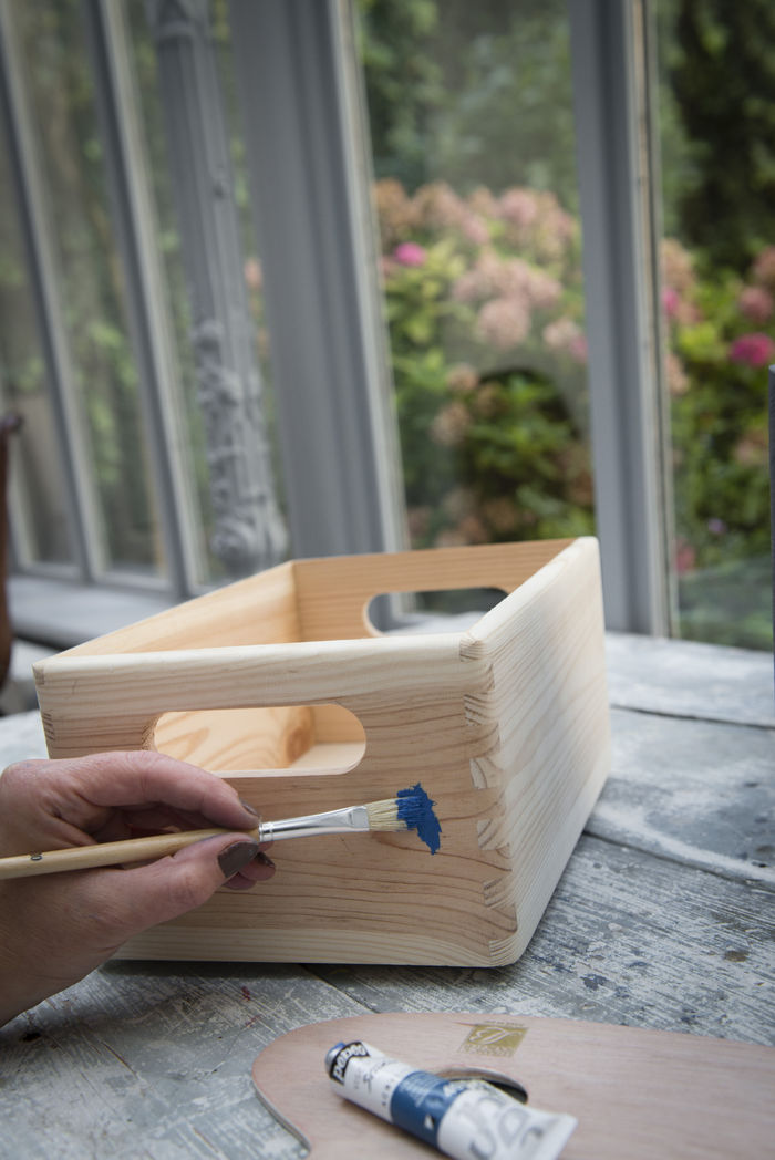 "Box" caja de pino natural, tamaño S 5 Compactor