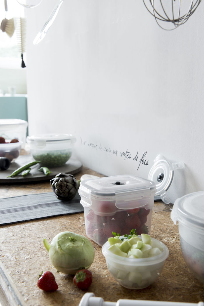 Lote de 4 cajas alimentarias + bomba de extracción de aire 3 Compactor