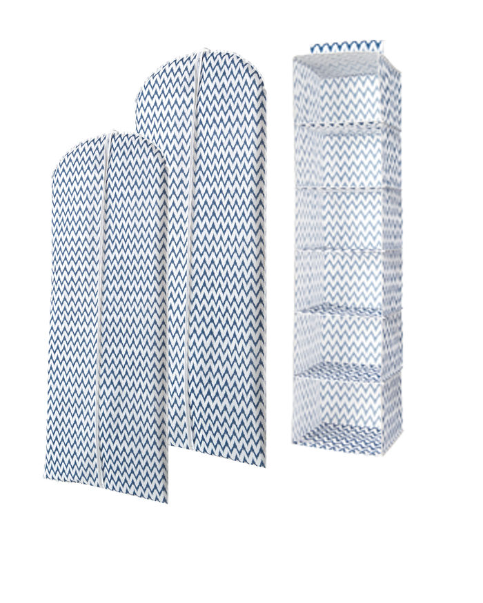 Lote estante flexible de 6 niveles + 2 fundas para ropa IKAT 1 Compactor