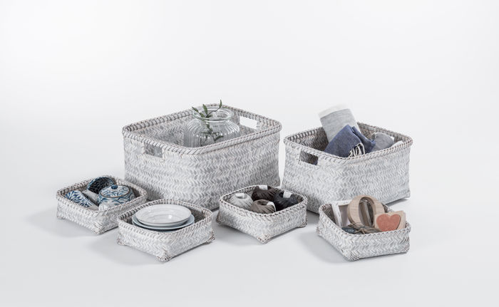 Lote de 6 cestos "Dalat" Gris plata 5 Compactor