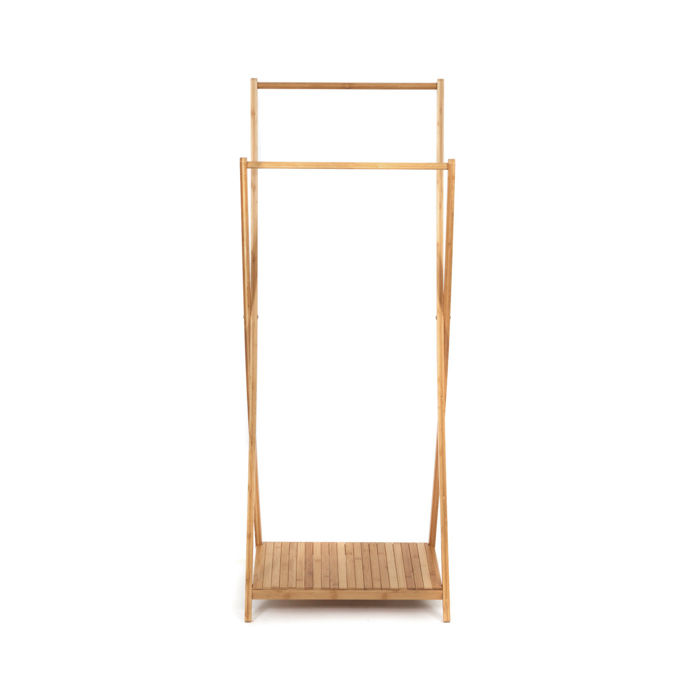 Colgadores para ropa doble en bambú "Malmo" 2 Compactor