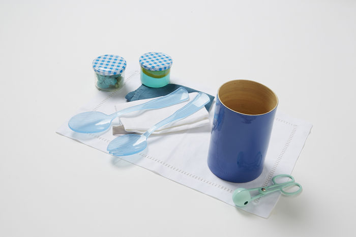 Bote grande de bambú lacado color índigo "Danang" 4 Compactor