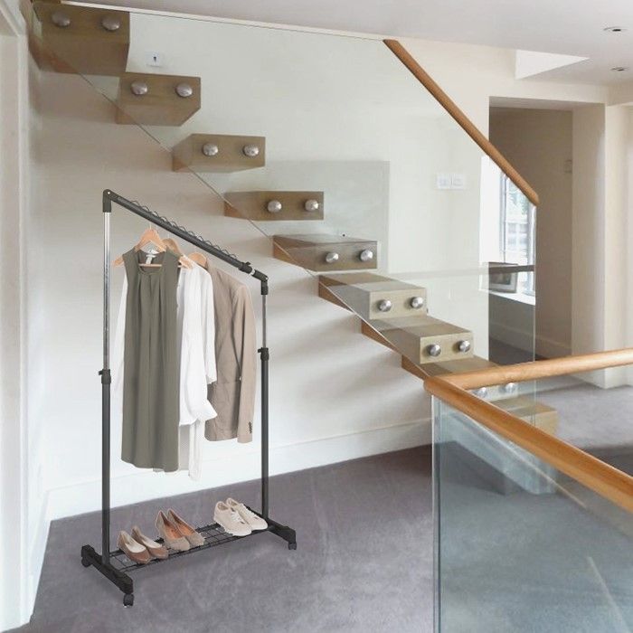 Perchero inclinado negro y plateado con altura ajustable 7 Compactor