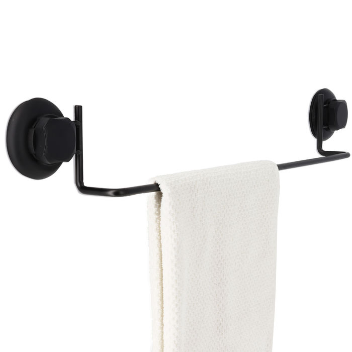Porta toallas simple con ventosas "Bestlock Black" 1 Compactor