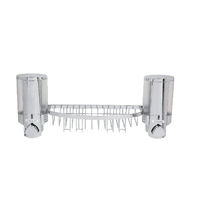 Dispensador de jabón mural doble, cromado con cestito