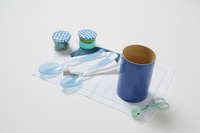 Bote grande de bambú lacado color índigo "Danang"