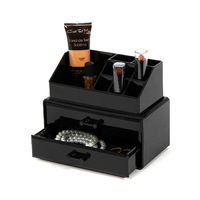 Cofre negro para maquillaje y joyas