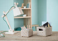 Lote de 2 cestos "Lisou" Beige/blanco